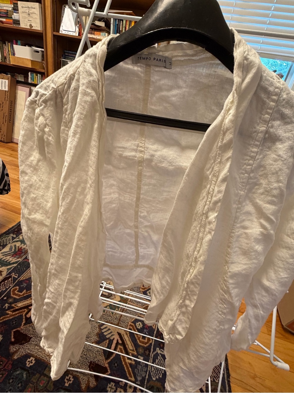 Tempo Paris Cream Linen Open-Front Jacket